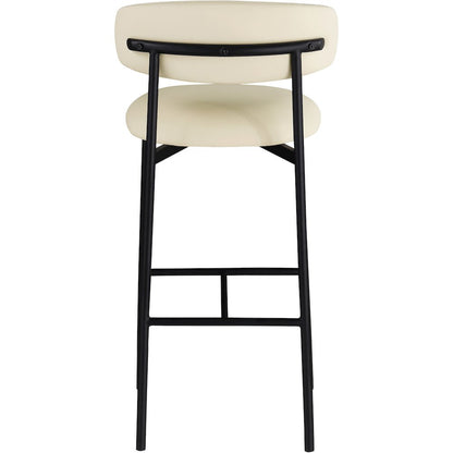 Lupita Cream Vegan Leather Upholstered Bar Stool, Set of 2