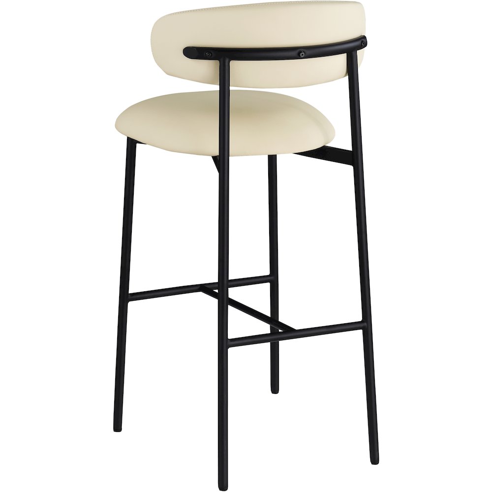 Lupita Cream Vegan Leather Upholstered Bar Stool, Set of 2