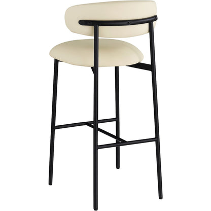 Lupita Cream Vegan Leather Upholstered Bar Stool, Set of 2