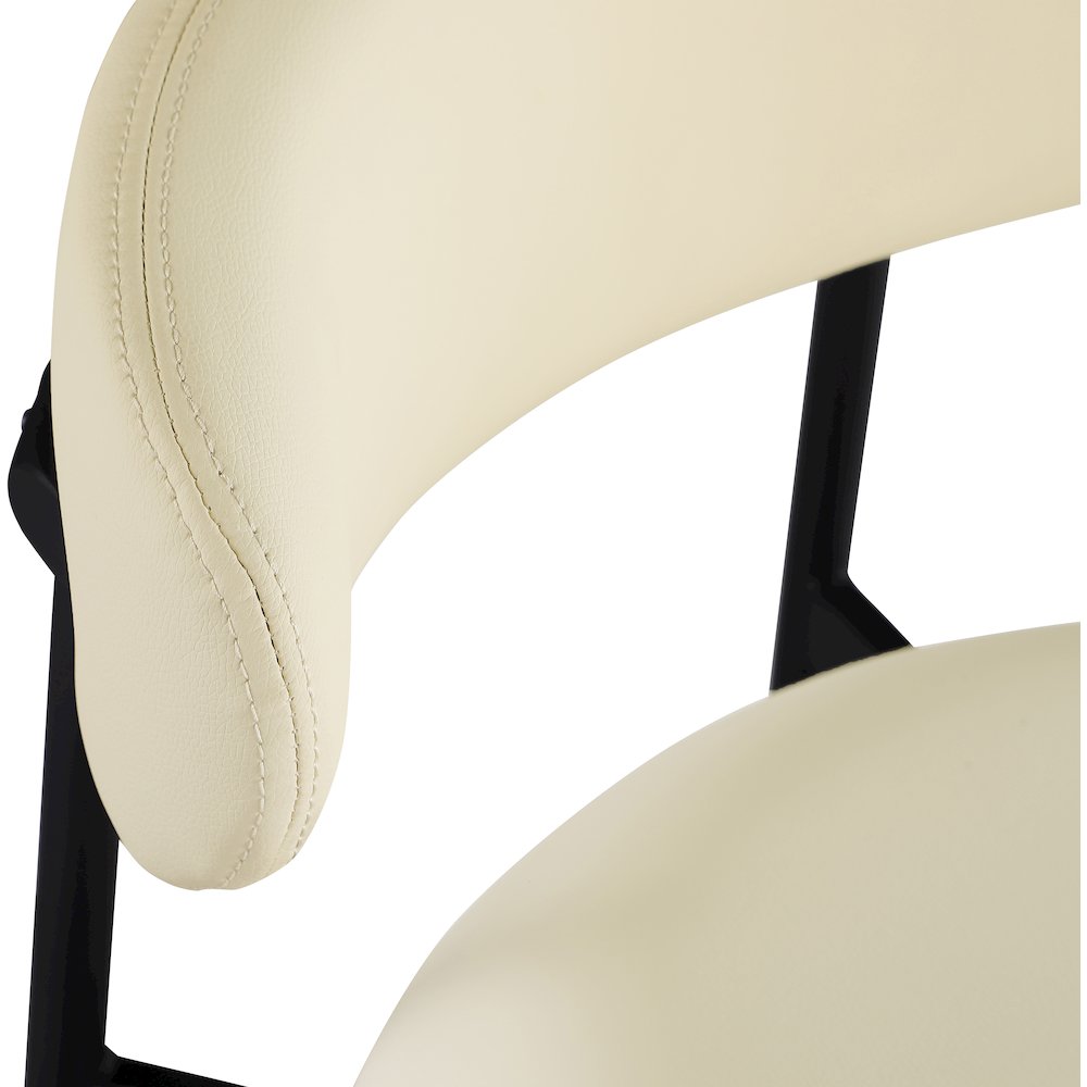 Lupita Cream Vegan Leather Upholstered Bar Stool, Set of 2