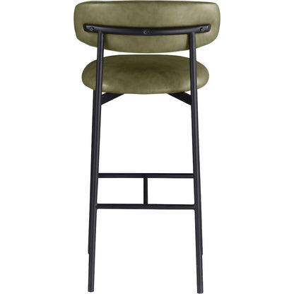 Lupita Olive Vegan Leather Upholstered Bar Stool, Set of 2