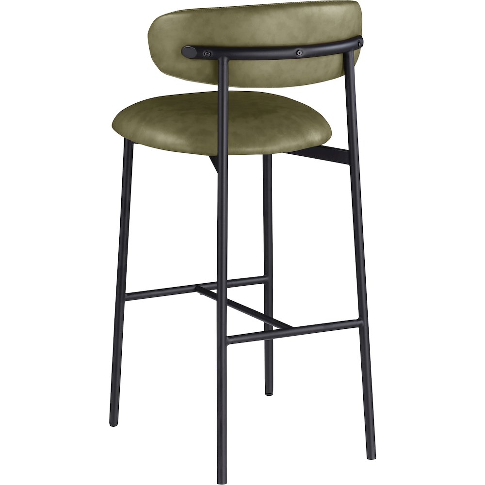 Lupita Olive Vegan Leather Upholstered Bar Stool, Set of 2