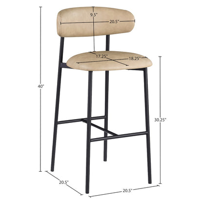 Lupita Tan Vegan Leather Upholstered Bar Stool, Set of 2
