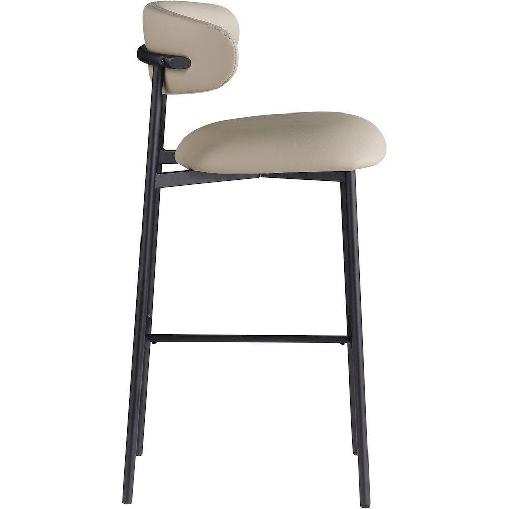 Lupita Taupe Vegan Leather Upholstered Bar Stool, Set of 2