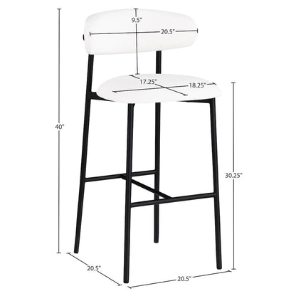 Lupita White Vegan Leather Upholstered Bar Stool, Set of 2
