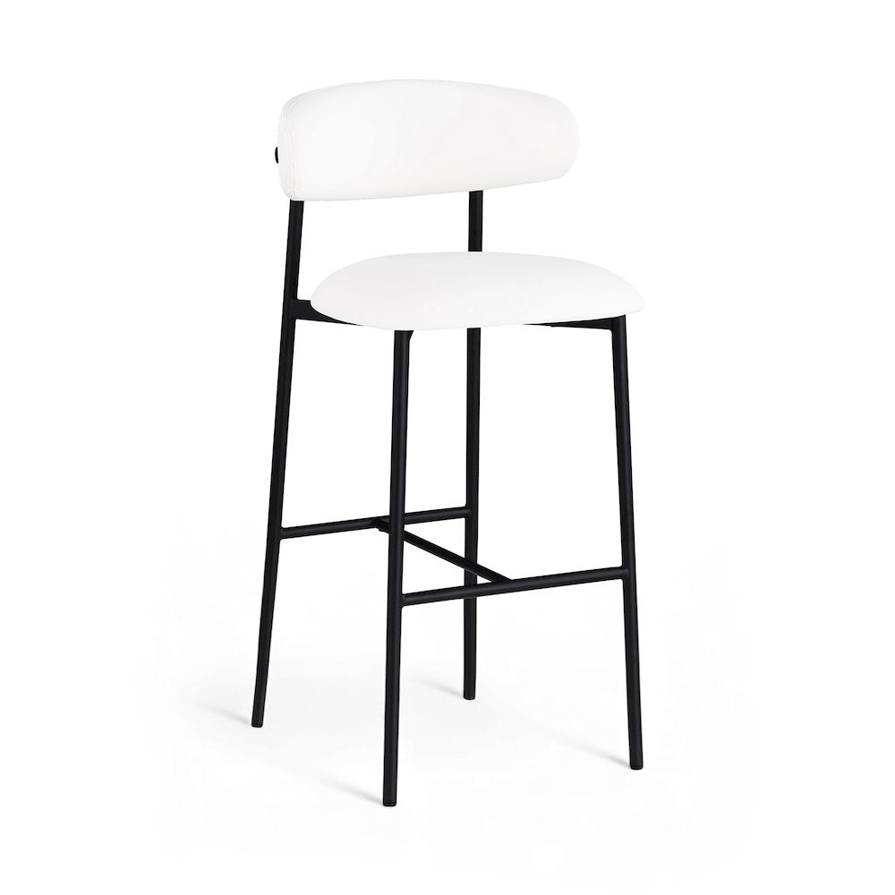 Lupita White Vegan Leather Upholstered Bar Stool, Set of 2