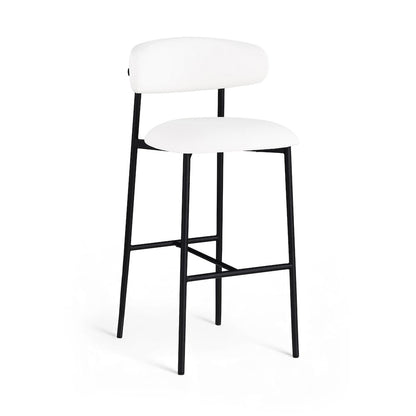Lupita White Vegan Leather Upholstered Bar Stool, Set of 2