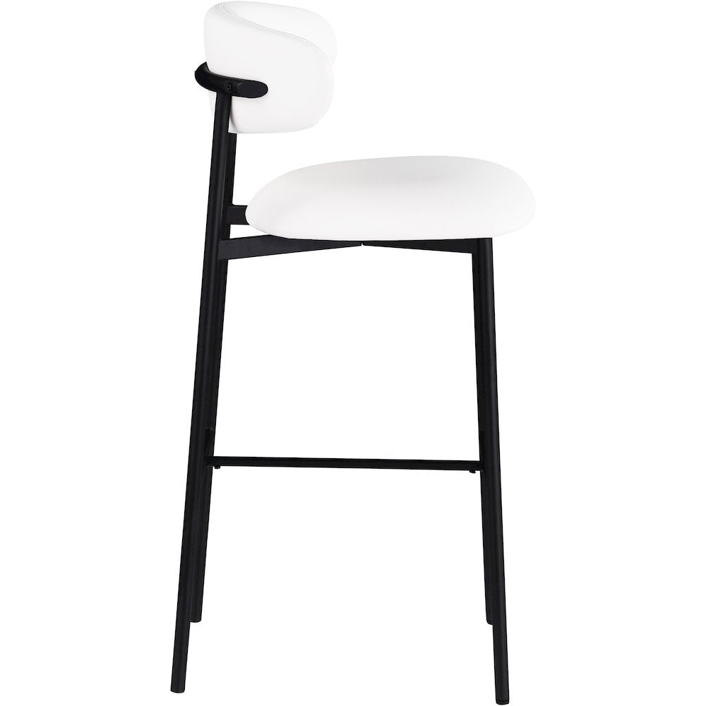 Lupita White Vegan Leather Upholstered Bar Stool, Set of 2