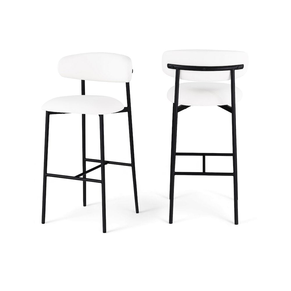 Lupita White Vegan Leather Upholstered Bar Stool, Set of 2