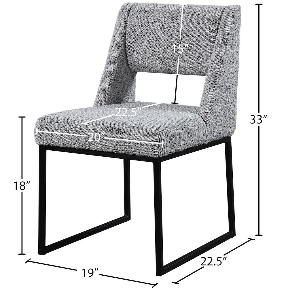 Jayce Grey Boucle Fabric Dining Chair, Set of 2