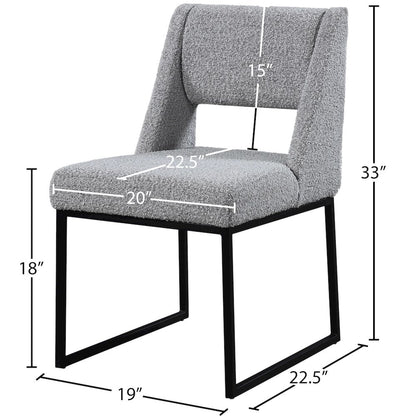 Jayce Grey Boucle Fabric Dining Chair, Set of 2
