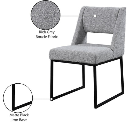 Jayce Grey Boucle Fabric Dining Chair, Set of 2