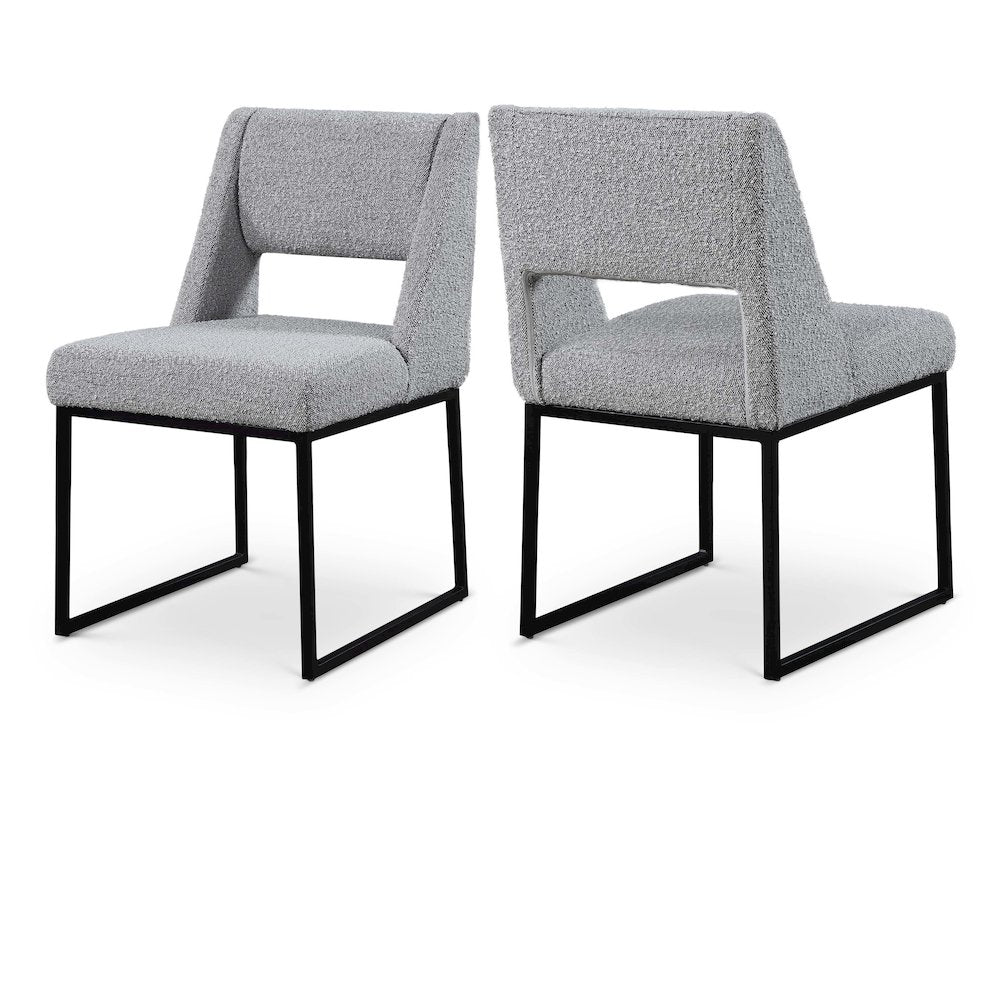 Jayce Grey Boucle Fabric Dining Chair, Set of 2