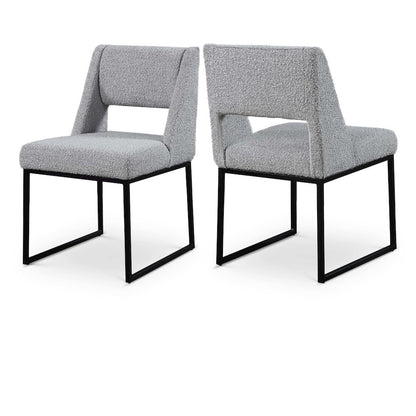 Jayce Grey Boucle Fabric Dining Chair, Set of 2