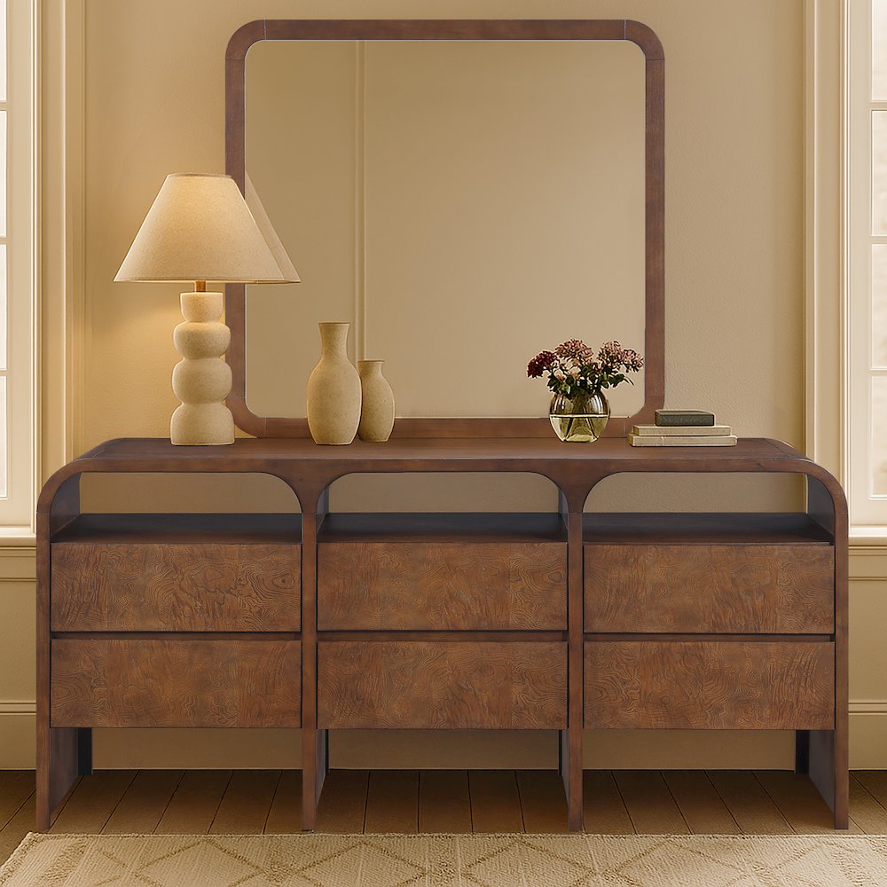 Giada Brown Solid Wood And Veneer Mirror