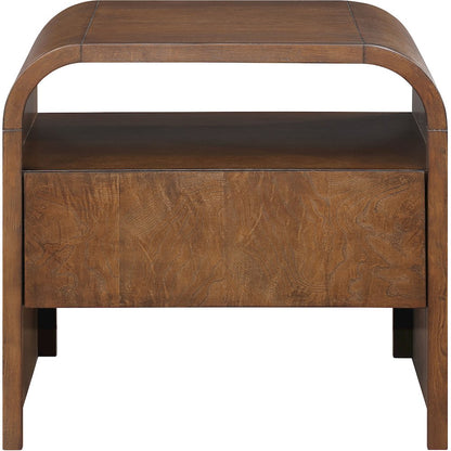 Giada Brown Solid Wood And Veneer Nightstand
