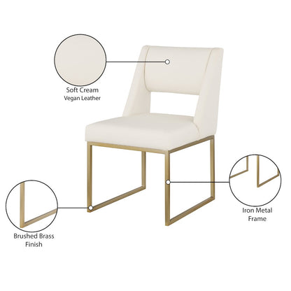 Jayce Cream Vegan Leather Dining Chair, Set of 2