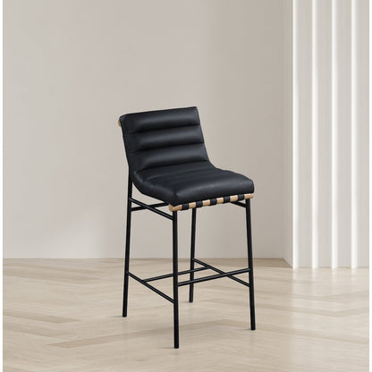 Burke Black Vegan Leather Bar Stool