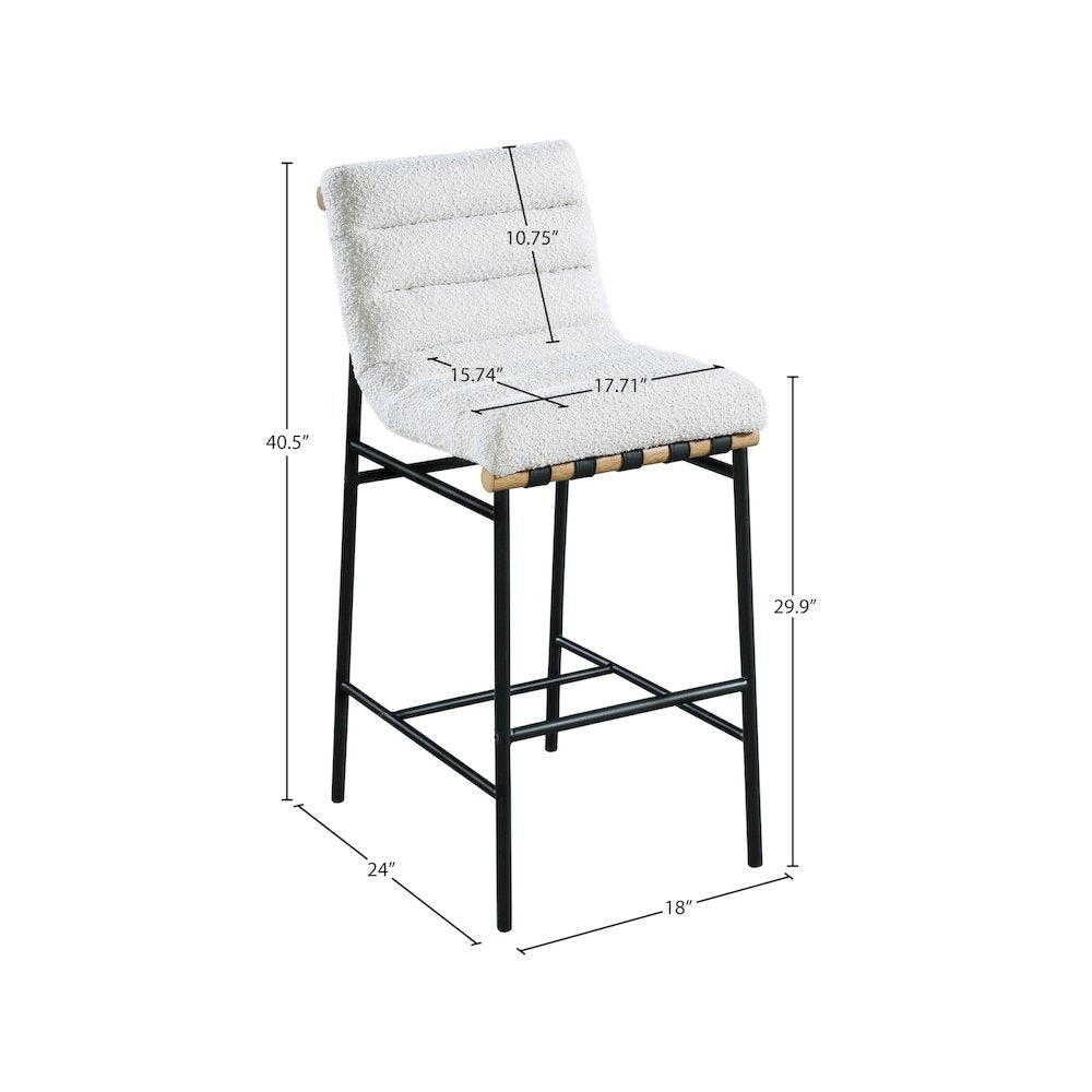 Burke Cream Boucle Fabric Bar Stool