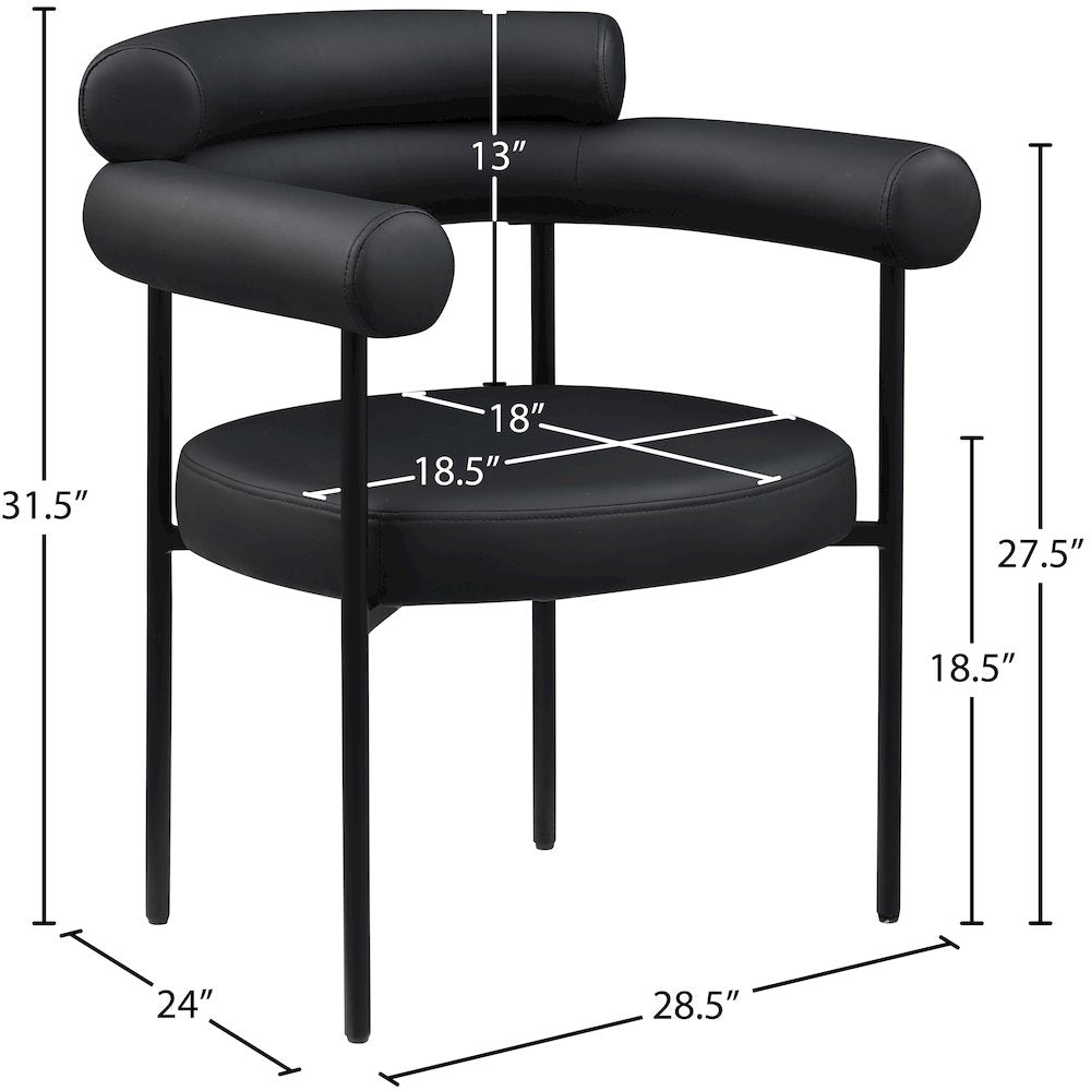 Blake Black Vegan Leather Dining Chair, Set of 2