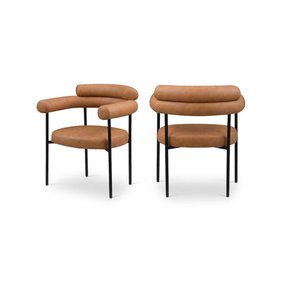 Blake Cognac Vegan Leather Dining Chair, Set of 2