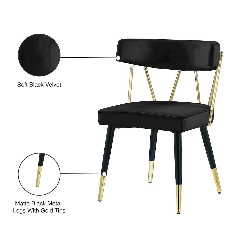 Rheingold Black Velvet Dining Chair, Set of 2