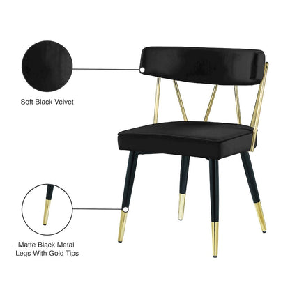 Rheingold Black Velvet Dining Chair, Set of 2