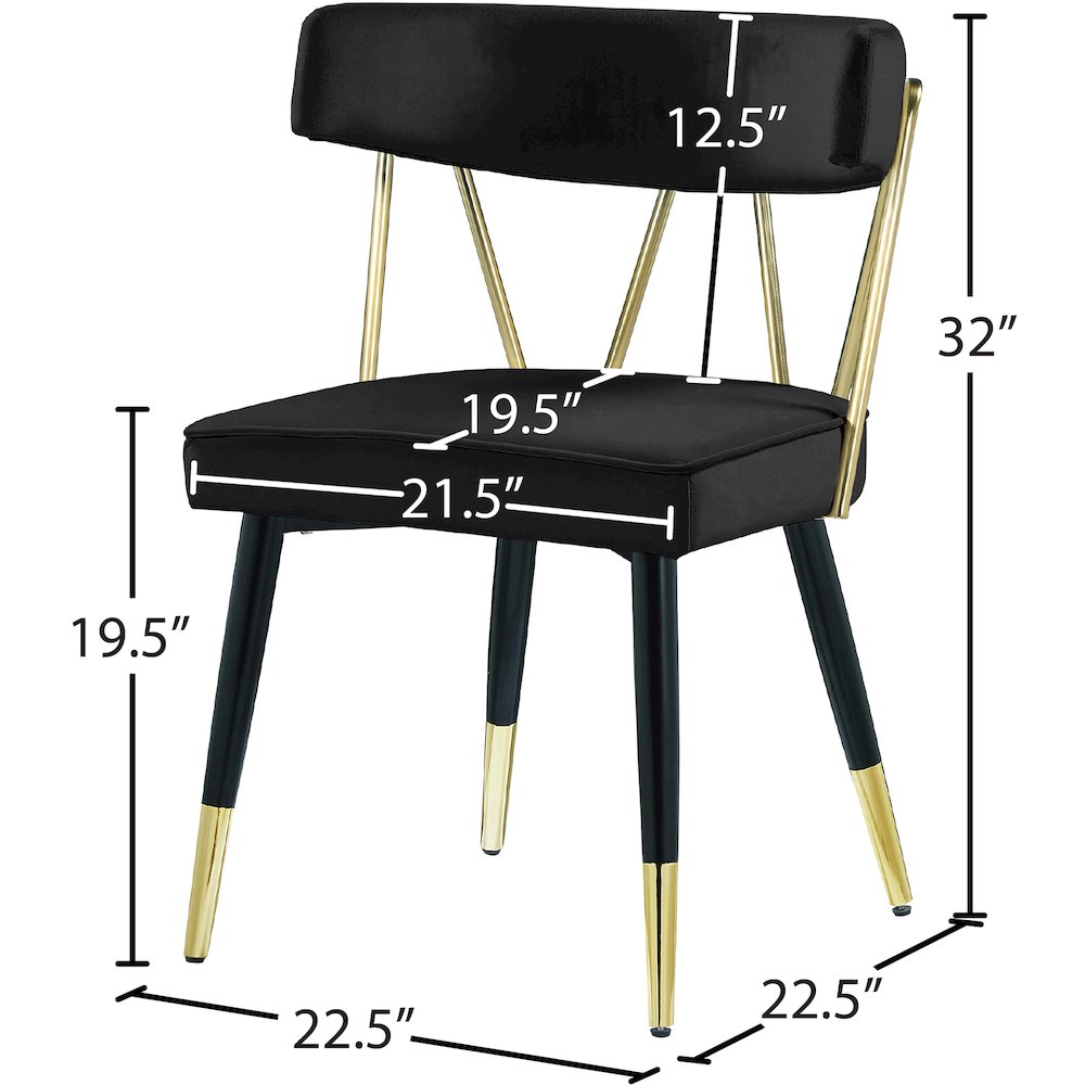 Rheingold Black Velvet Dining Chair, Set of 2