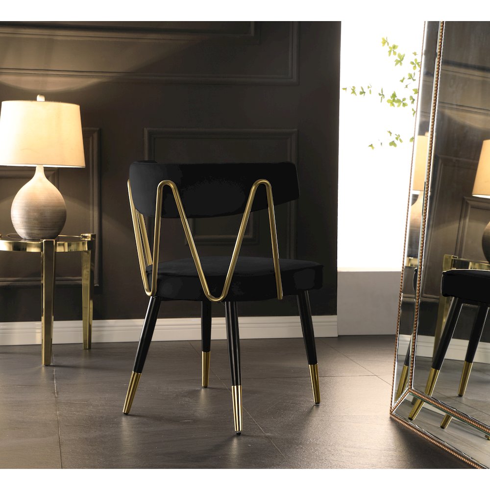 Rheingold Black Velvet Dining Chair, Set of 2