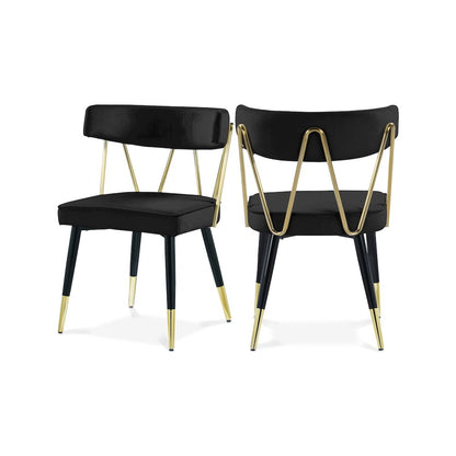 Rheingold Black Velvet Dining Chair, Set of 2