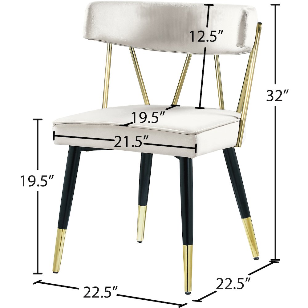 Rheingold Cream Velvet Dining Chair, Set of 2