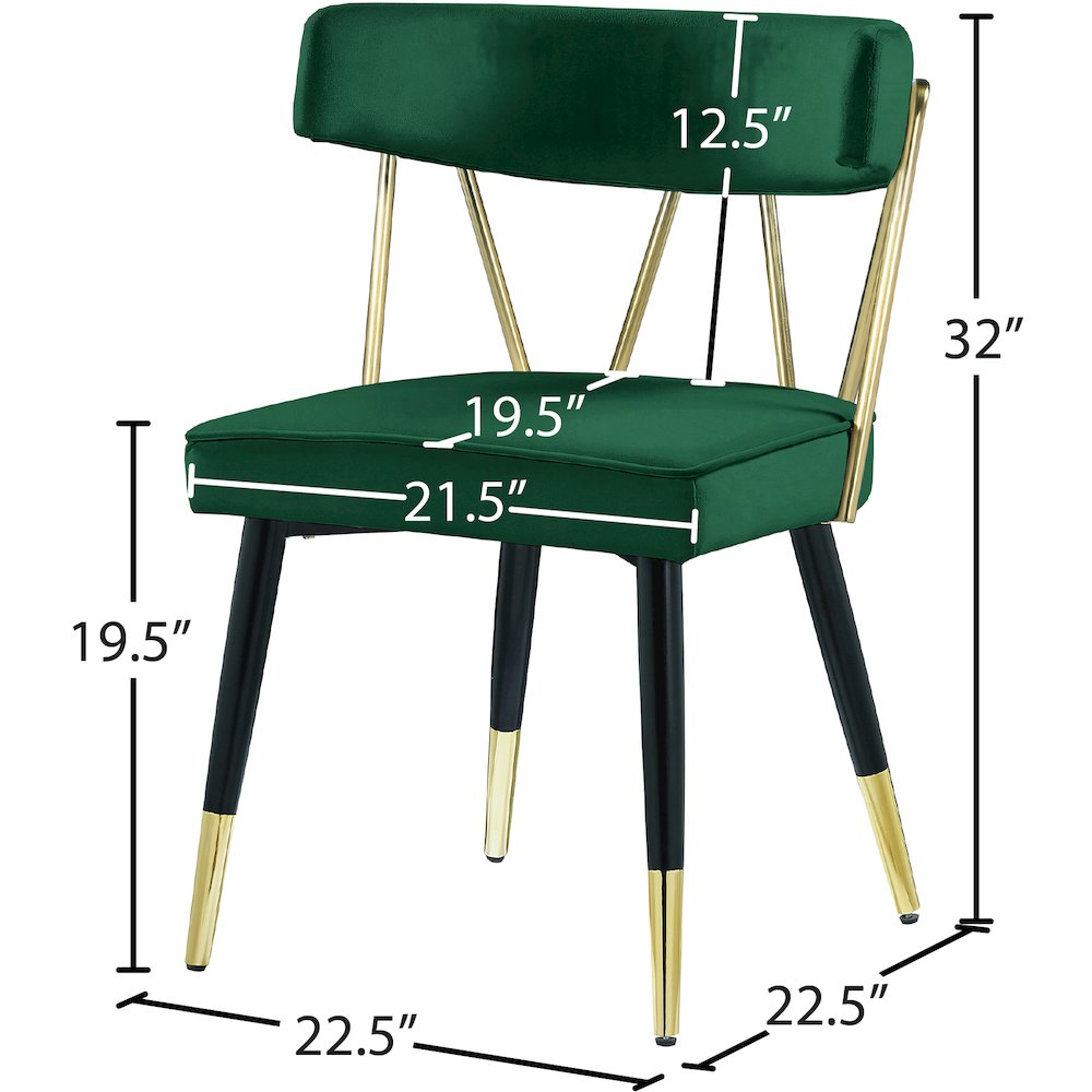 Rheingold Green Velvet Dining Chair, Set of 2