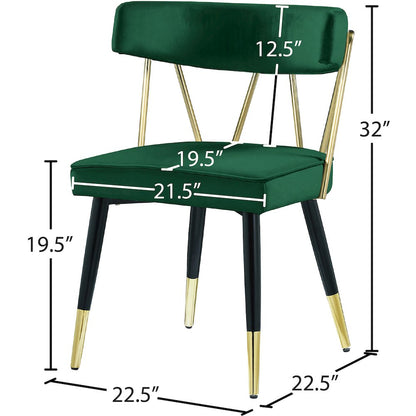 Rheingold Green Velvet Dining Chair, Set of 2