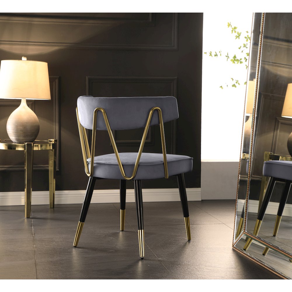 Rheingold Grey Velvet Dining Chair, Set of 2