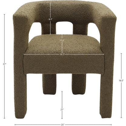 Athena Olive Green Boucle Fabric Accent/Dining Chair