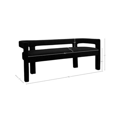 Athena Black Boucle Fabric Bench