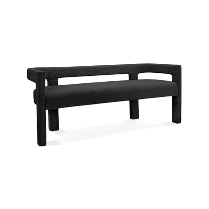 Athena Black Boucle Fabric Bench