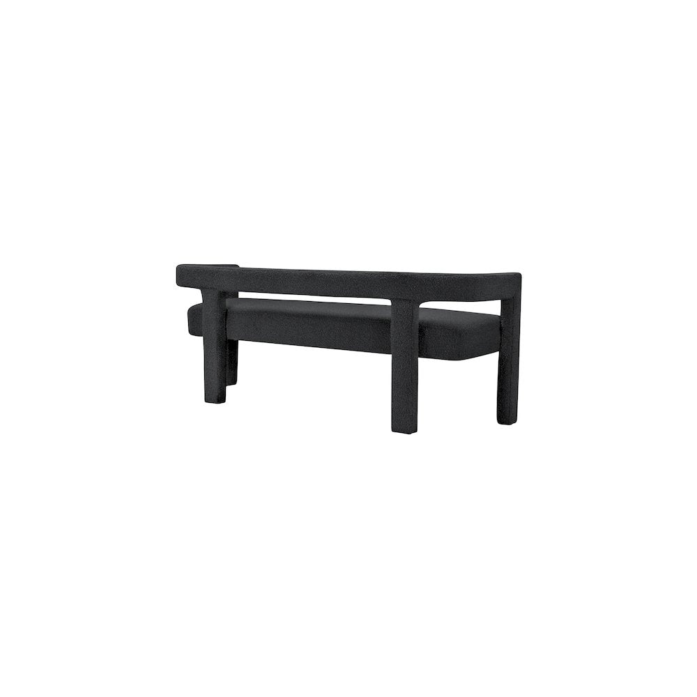 Athena Black Boucle Fabric Bench