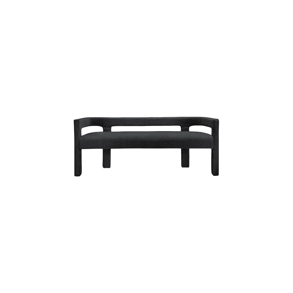 Athena Black Boucle Fabric Bench