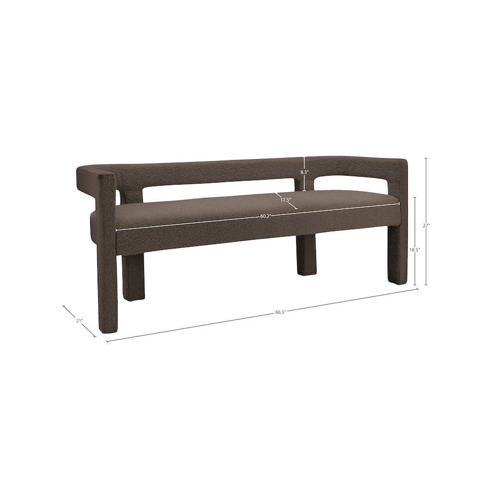 Athena Brown Boucle Fabric Bench
