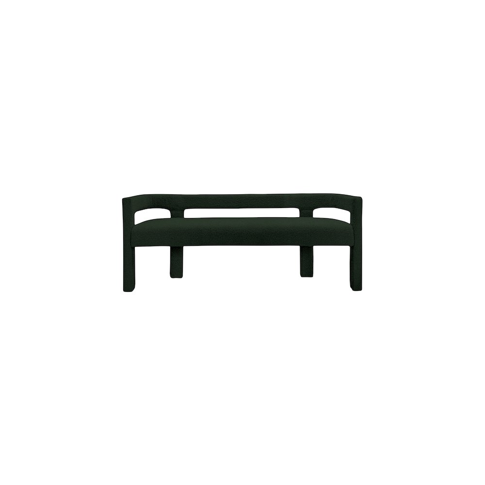 Athena Green Boucle Fabric Bench