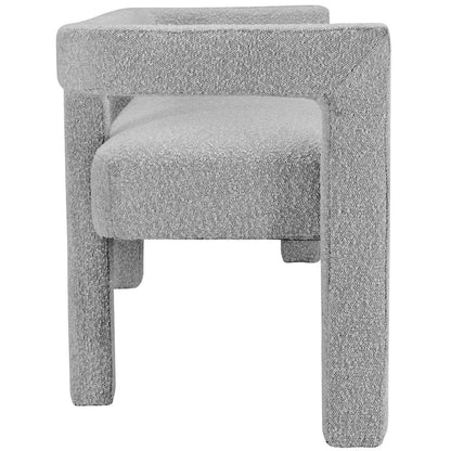 Athena Grey Boucle Fabric Bench