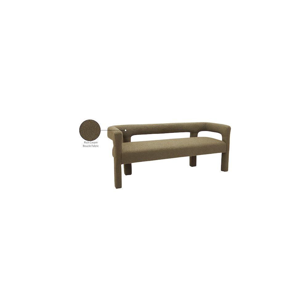 Athena Olive Green Boucle Fabric Bench