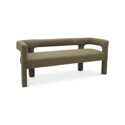 Athena Olive Green Boucle Fabric Bench