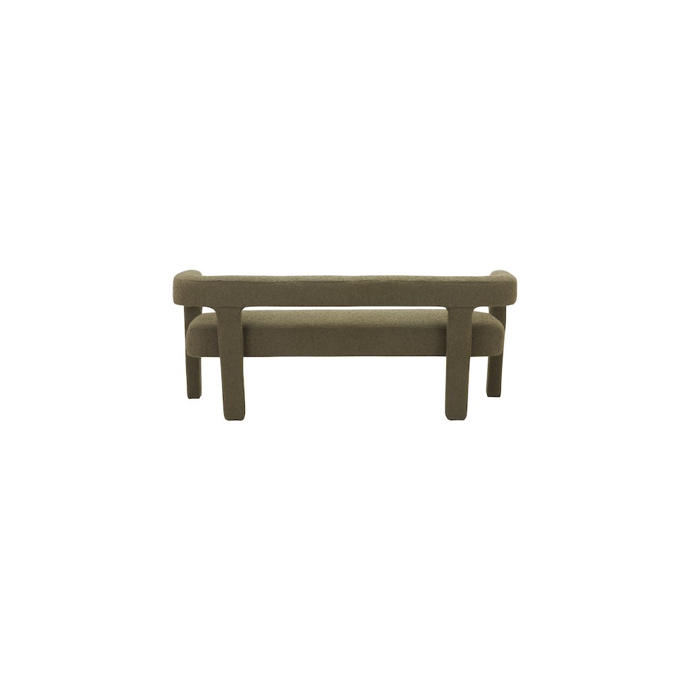Athena Olive Green Boucle Fabric Bench