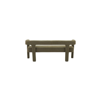 Athena Olive Green Boucle Fabric Bench
