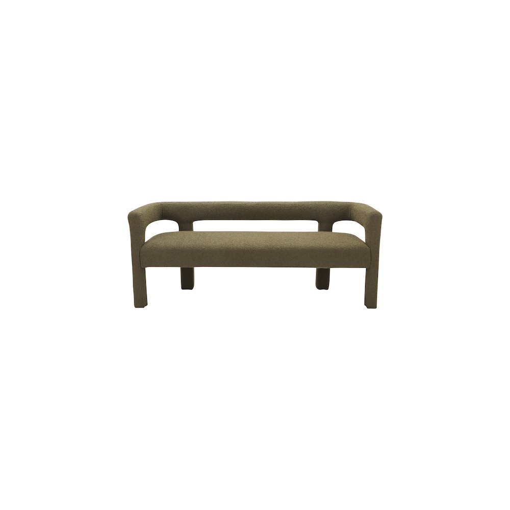 Athena Olive Green Boucle Fabric Bench