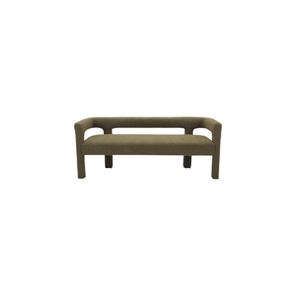 Athena Olive Green Boucle Fabric Bench