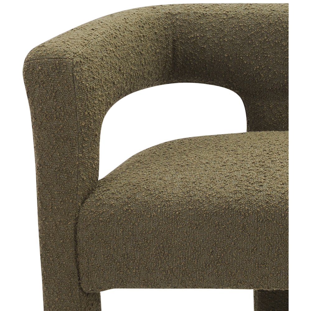 Athena Olive Green Boucle Fabric Bench