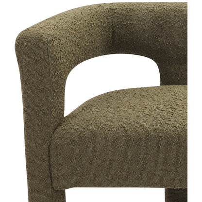 Athena Olive Green Boucle Fabric Bench